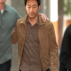 9-1-1 S08 Kenneth Choi Suede Leather Jacket Side