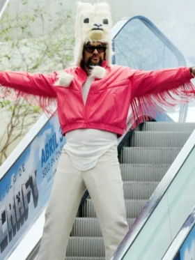 A Minecraft Movie 2025 Jason Momoa Pink Jacket Side
