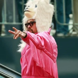 A Minecraft Movie 2025 Jason Momoa Pink Fringe Jacket