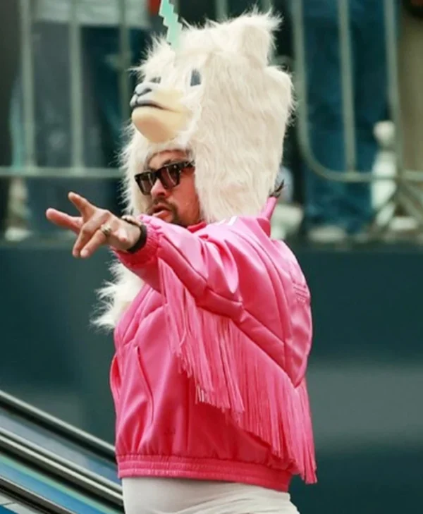 A Minecraft Movie 2025 Jason Momoa Pink Fringe Jacket