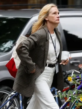 After the Hunt 2025 Julia Roberts Grey Coat Side