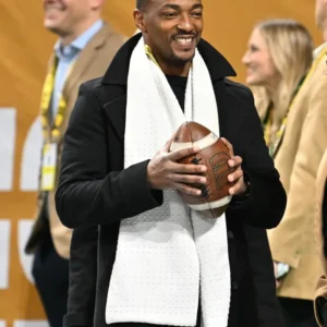 Anthony Mackie CFP National Championship Black Coat Side
