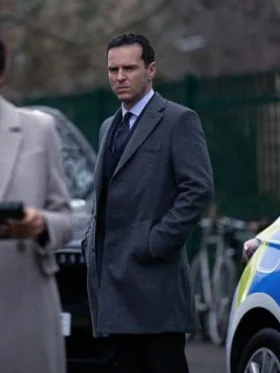 Back in Action 2025 Andrew Scott Grey Wool Coat