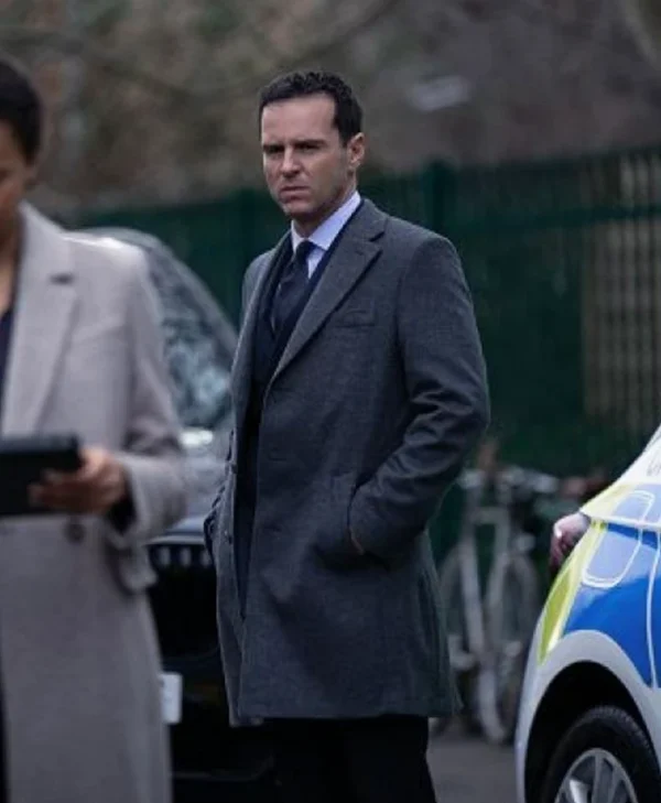 Back in Action 2025 Andrew Scott Grey Wool Coat