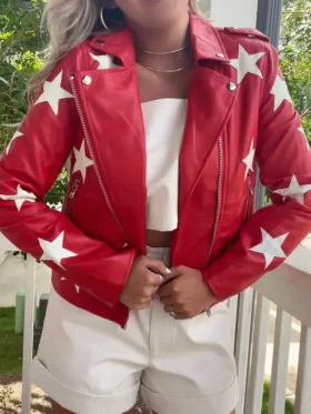 Battle Camp S01 Polly Brindle Red Leather Jacket