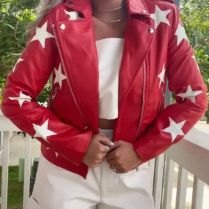 Battle Camp S01 Polly Brindle Red Leather Jacket