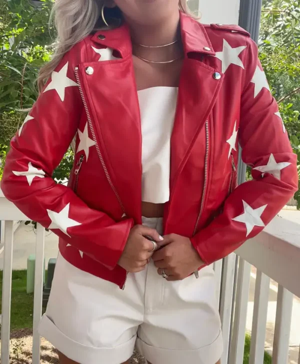 Battle Camp S01 Polly Brindle Red Leather Jacket