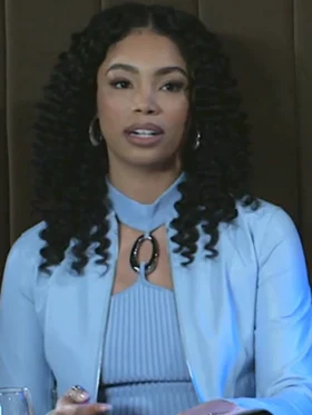 Beyond the Gates S01 RhonniRose Mantilla Blue Leather Jacket
