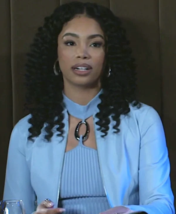 Beyond the Gates S01 RhonniRose Mantilla Blue Leather Jacket