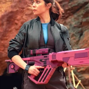 Black Mirror S07 Cristin Milioti Bomber Leather Jacket Side