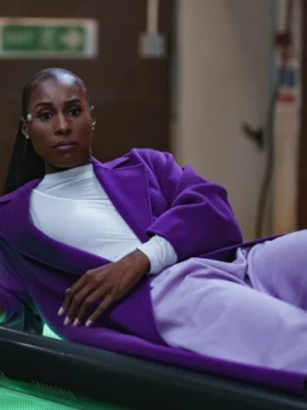 Black Mirror S07 Issa Rae Purple Coat