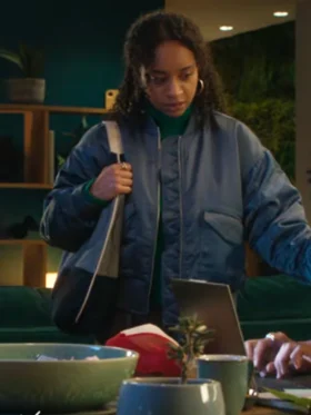 Black Mirror S07 Siena Kelly Blue Cropped Jacket