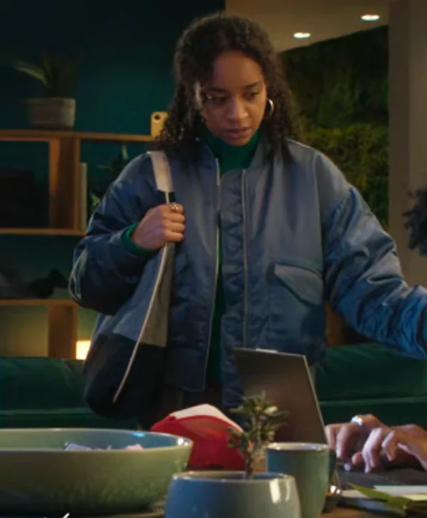 Black Mirror S07 Siena Kelly Blue Cropped Jacket
