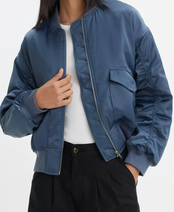 Black Mirror S07 Siena Kelly Blue Bomber Jacket