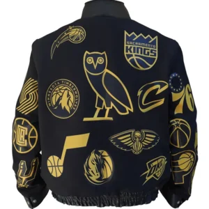Black OVO NBA Team Varsity Jacket Back