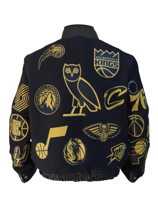 Black OVO NBA Team Varsity Jacket Back