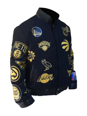 Black OVO NBA Team Varsity Jacket Front