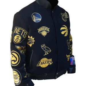 Black OVO NBA Team Varsity Jacket Front