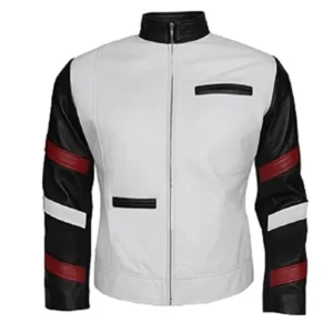 Black and White Leather Bruce Lee Jacket For Sale