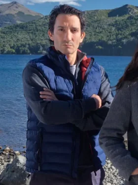 Caught S01 Juan Minujín Blue Puffer Vest Front