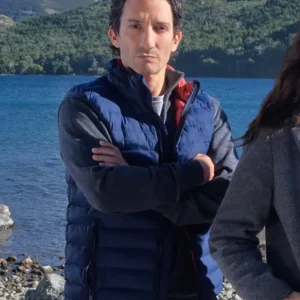 Caught S01 Juan Minujín Blue Puffer Vest Front