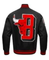 Chicago Bulls Black Bomber Full Snap Jacket Back