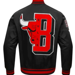 Chicago Bulls Black Bomber Full Snap Jacket Back