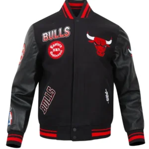 Chicago Bulls Black Classic Rib Varsity Jacket
