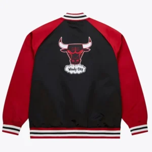 Chicago Bulls Black and Red Satin Jacket Back