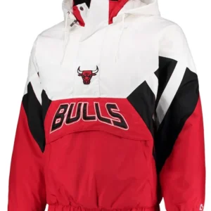 Chicago Bulls Red And White Pull Over Jacket