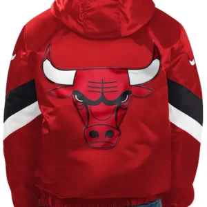 Chicago Bulls Red Satin Pull Over Jacket Back