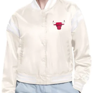 Chicago Bulls Satin Bomber Full Snap Jacket
