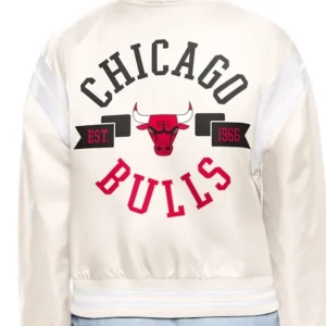 Chicago Bulls Satin Bomber Full Snap Jacket Back