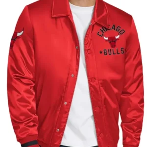 Chicago Bulls Satin Red Bomber Jacket