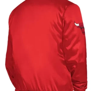 Chicago Bulls Satin Red Bomber Jacket Back