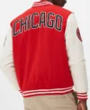 Chicago Bulls Varsity Red and Off White Jacket Back