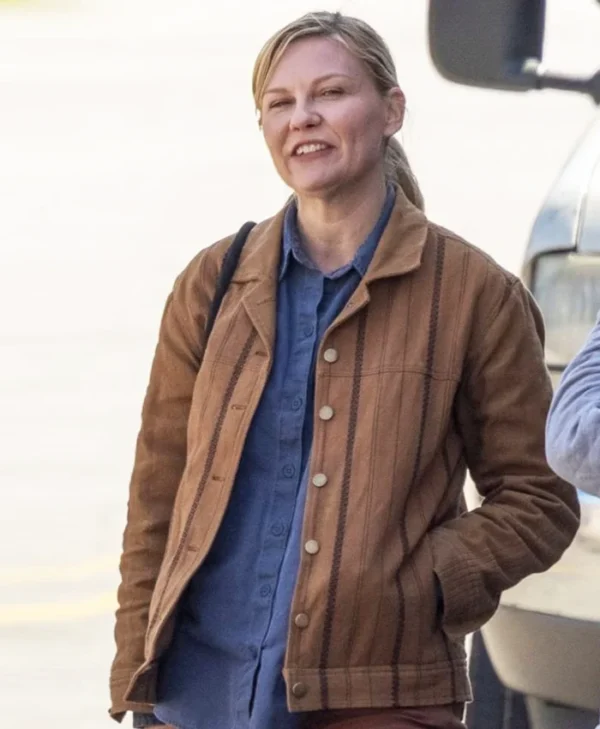 Civil War Kirsten Dunst Brown Jacket Side