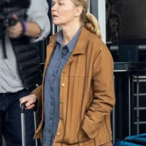 Civil War Kirsten Dunst Brown Jacket Front