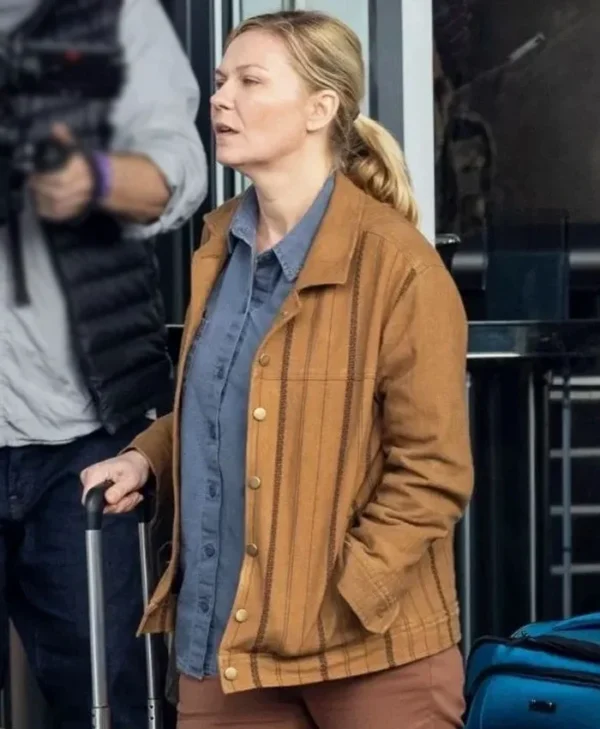 Civil War Kirsten Dunst Brown Jacket Front