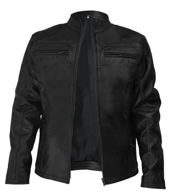 Classic Black Leather Motorcycle Jacket