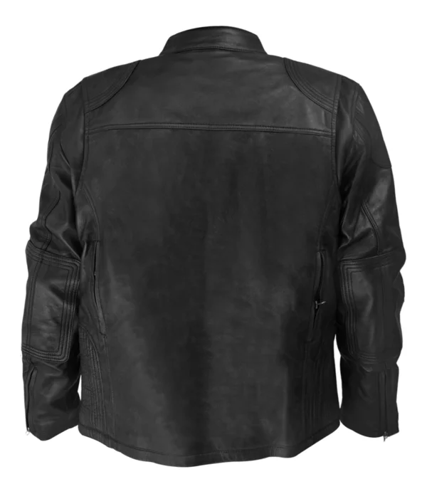 Classic Black Leather Motorcycle Jacket Back