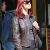 Daredevil Born Again Deborah Ann Woll Bomber Leather Jacket Back