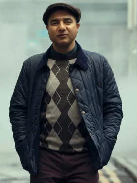 Deep Cover 2025 Nick Mohammed Blue Quilted Jacket