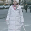 Elsbeth S02 Elsbeth Tascioni White Puffer Long Coat Side
