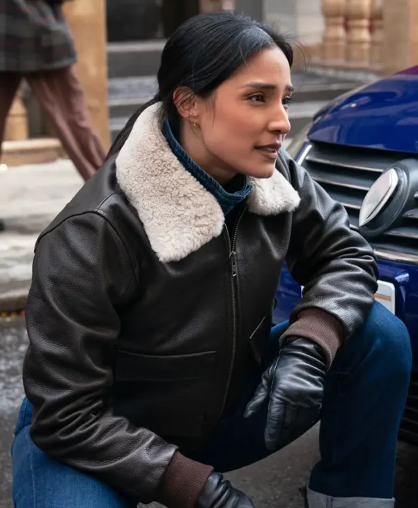FBI S07 Dani Rhodes Leather Bomber Jacket Side