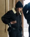 FBI S07 Missy Peregrym Black Shearling Bomber Jacket Back