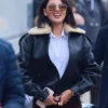 Fountain of Youth 2025 Eiza González Black Leather Jacket Side