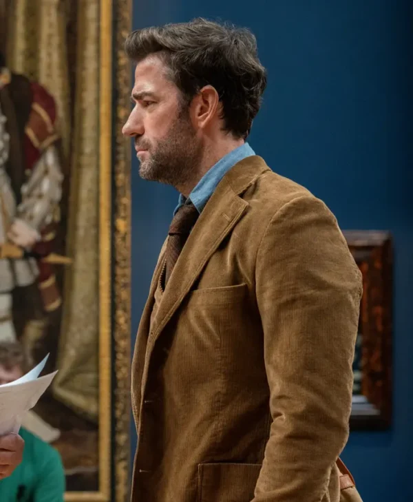 Fountain of Youth 2025 John Krasinski Brown Corduroy Blazer