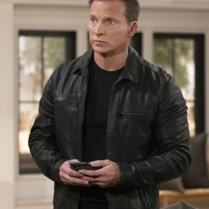 General Hospital 2025 Steve Burton Black Leather Jacket Side