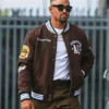 Greatest Of All Time Jalen Hurts Muhammad Ali Brown Varsity Jacket Side